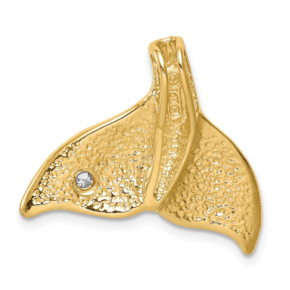 14k Yellow Gold 23 mm Diamond Whale Tail Slide (2.38 grams)