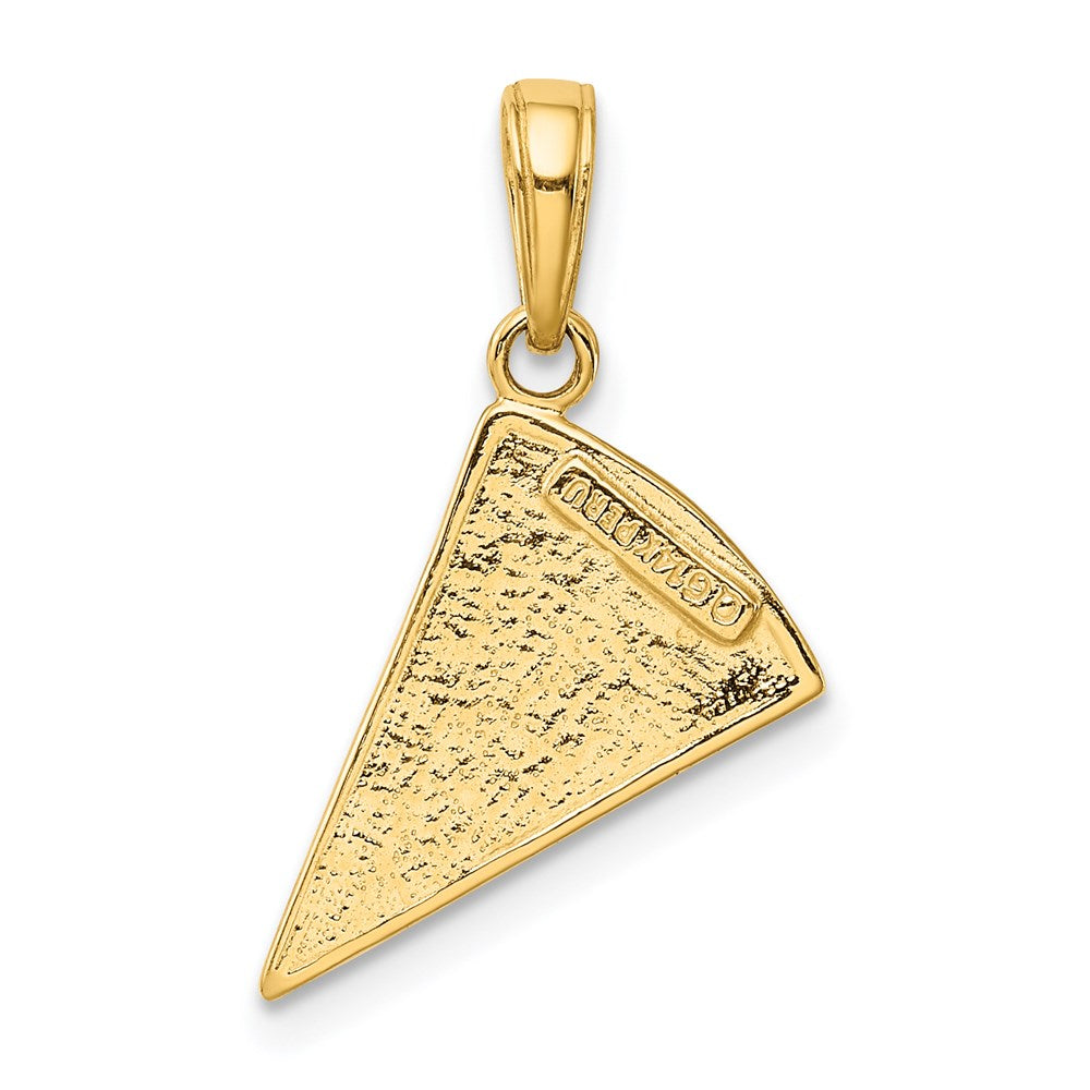 14k Yellow Gold 12 mm Enameled Pizza Slice Pendant (1.39 grams)