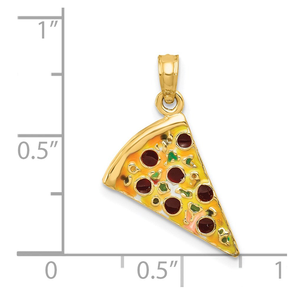14k Yellow Gold 12 mm Enameled Pizza Slice Pendant (1.39 grams)