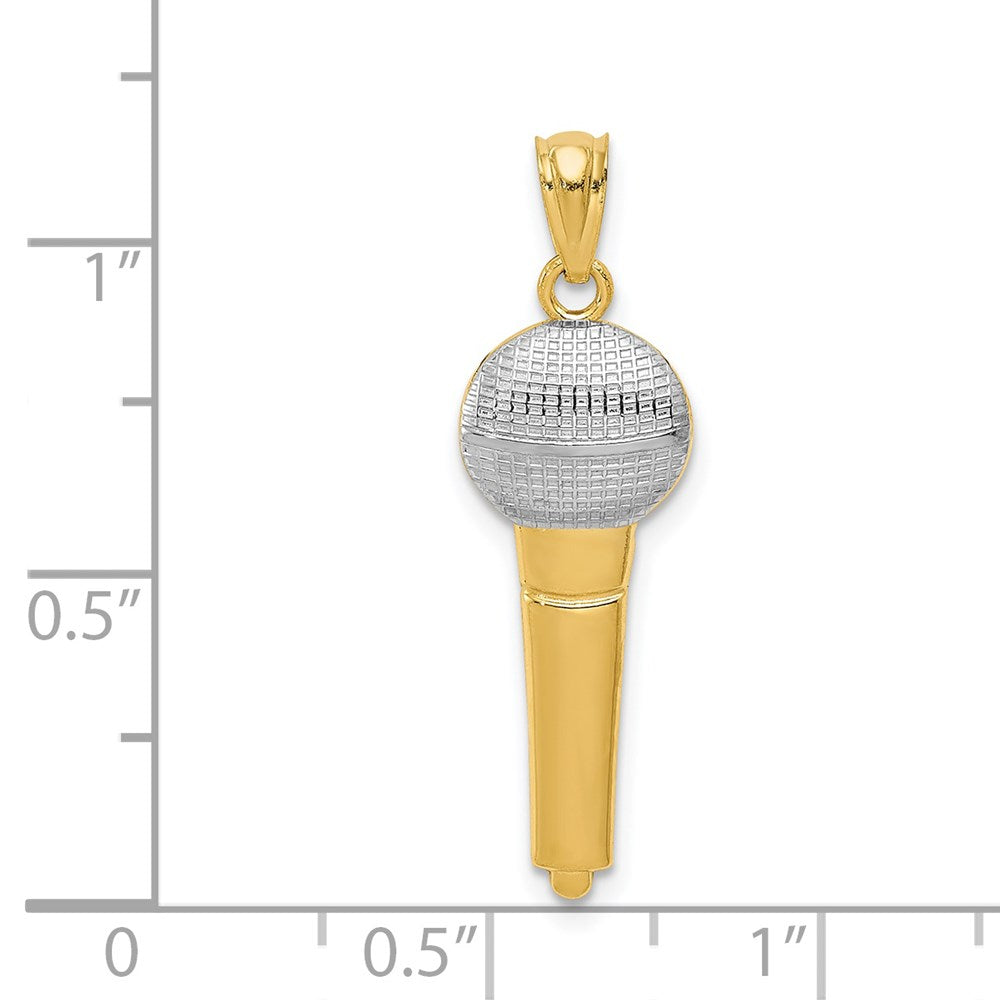 14k Yellow & Rhodium 9 mm Microphone Pendant (0.56 grams)