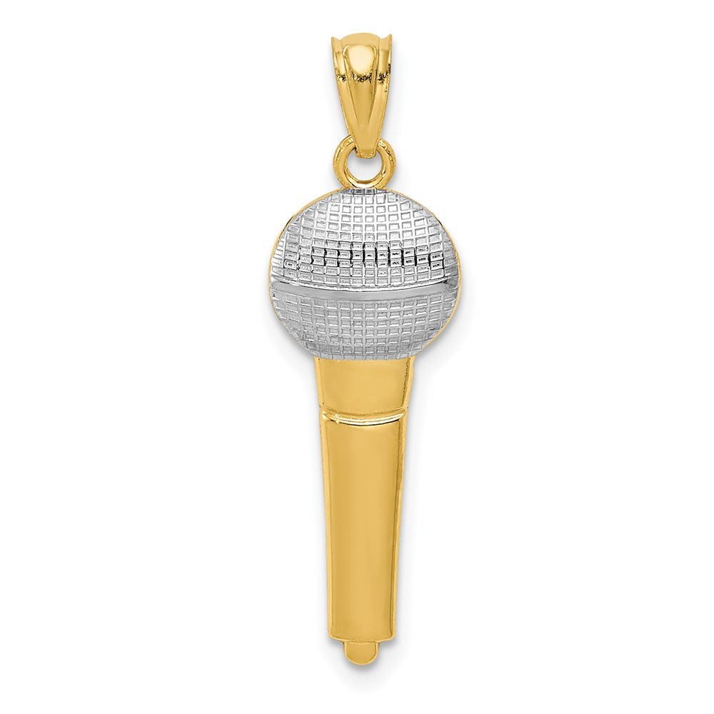14k Yellow & Rhodium 9 mm Microphone Pendant (0.56 grams)
