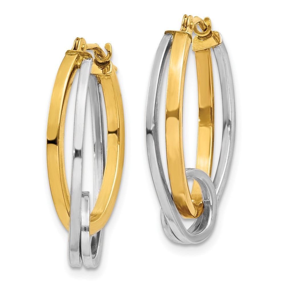 14k Two-tone 5 mm Oval Loop Hoop Earrings (1.77 grams)