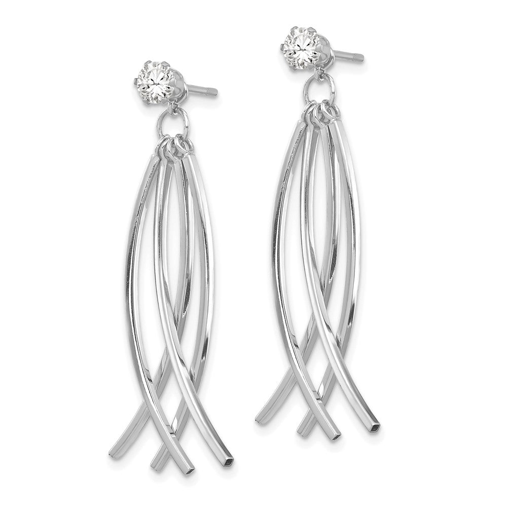 14k White Gold 11 mm Curved Dangles with CZ Stud Earring Jackets (1.78 grams)