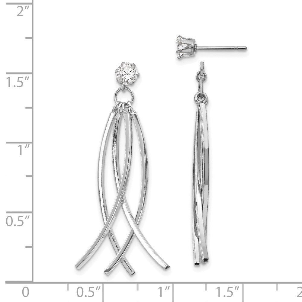 14k White Gold 11 mm Curved Dangles with CZ Stud Earring Jackets (1.78 grams)