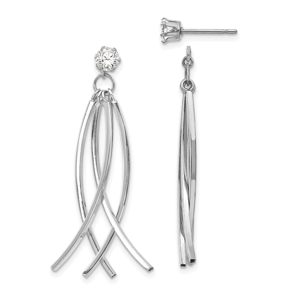 14k White Gold 11 mm Curved Dangles with CZ Stud Earring Jackets (1.78 grams)