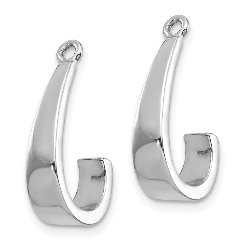 14k White Gold 4 mm J Hoop Earrings Jackets (1.01 grams)