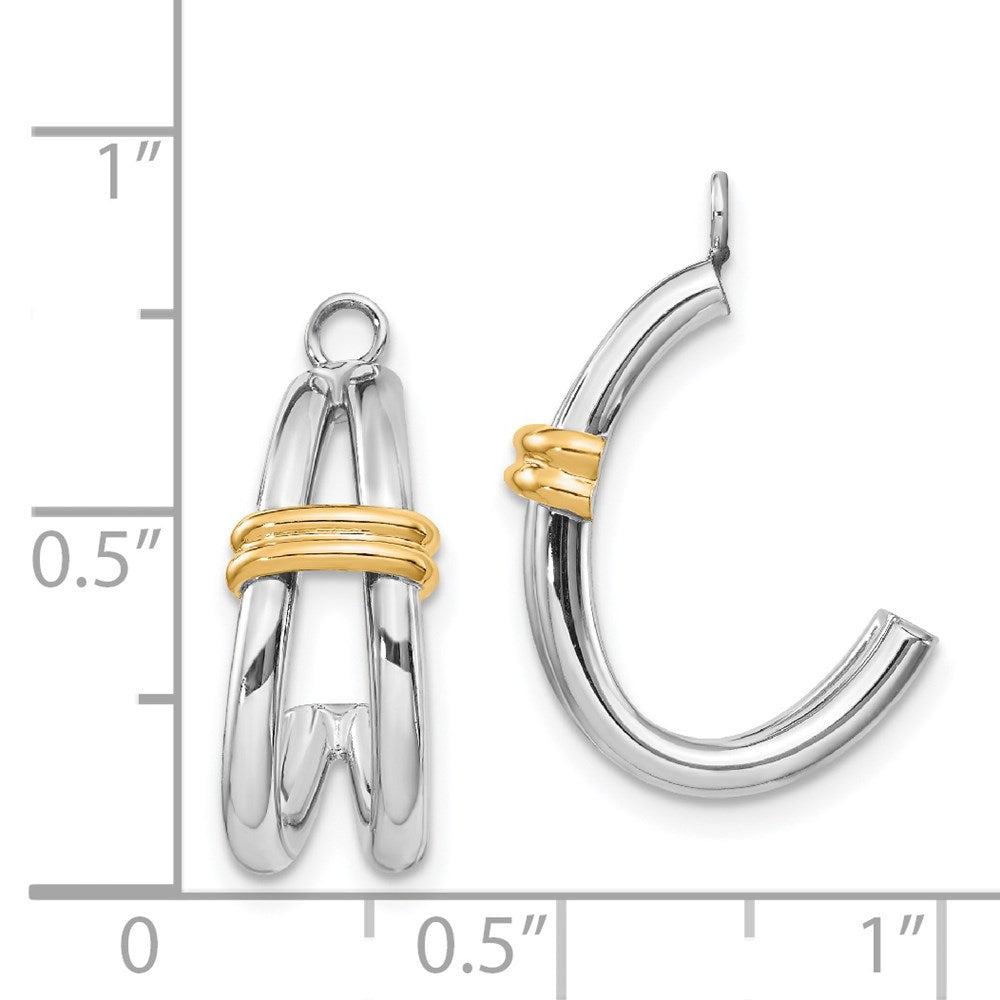 14k Two-tone 12 mm J Hoop Earring Jackets (0.92 grams)