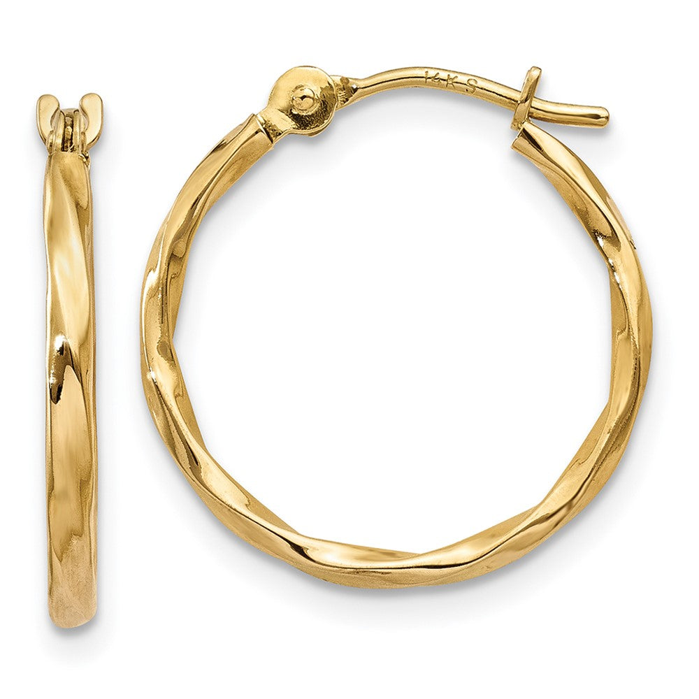 14k Yellow Gold 15 mm Twist Hoop Earrings (0.52 grams)