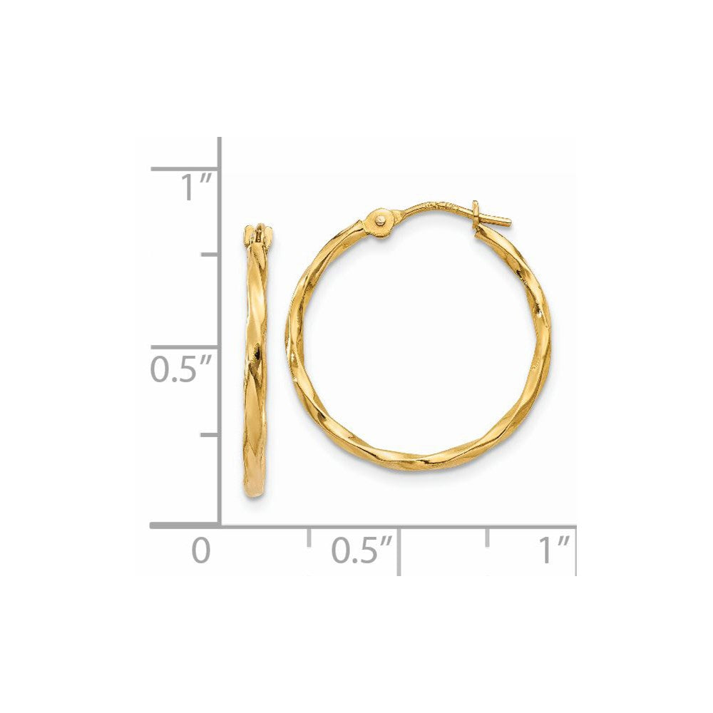 14k Yellow Gold 19.2 mm Twist Hoop Earrings (0.48 grams)