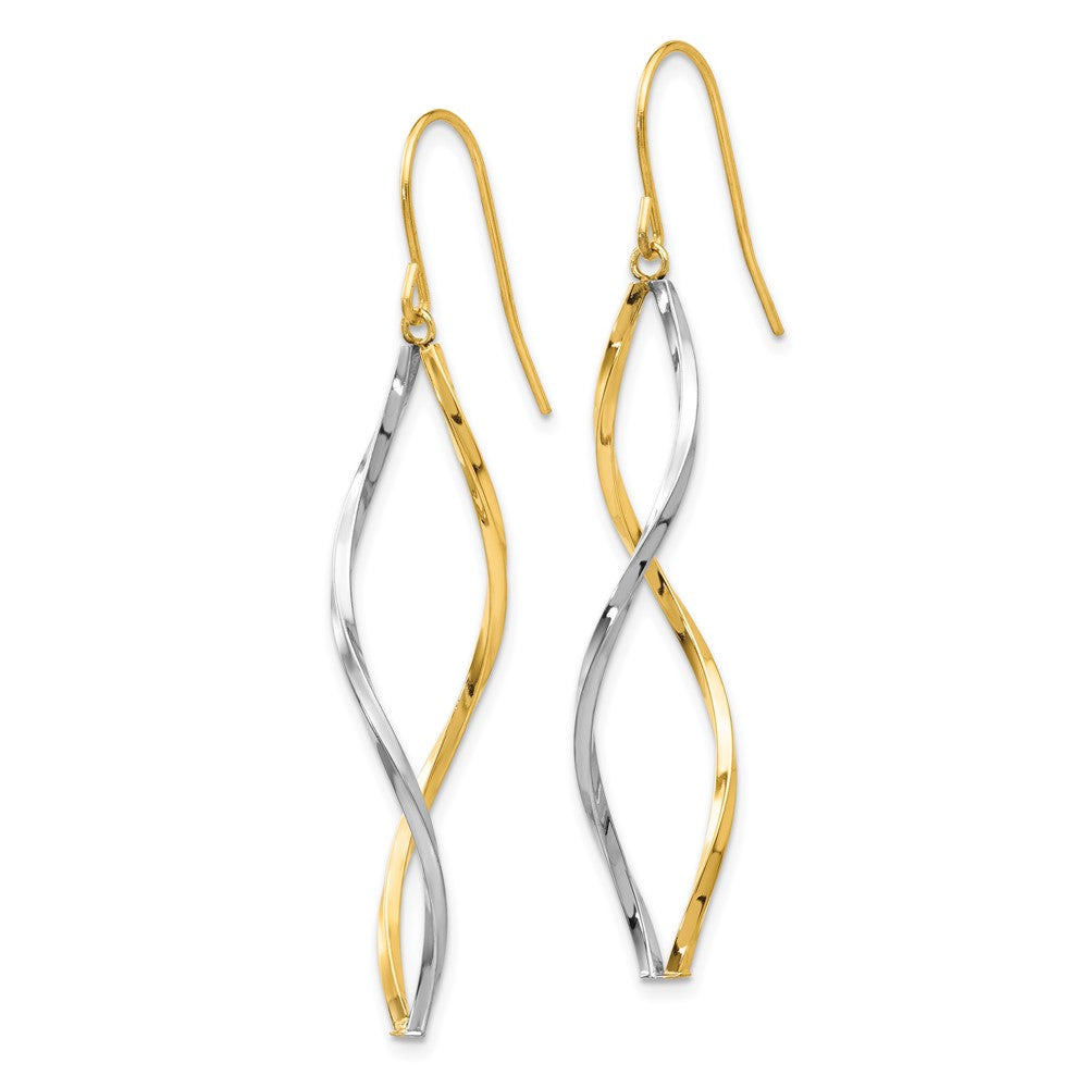 14k Two-tone 11 mm Twist Dangle Earrings (1.04 grams)
