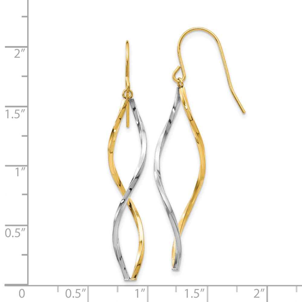 14k Two-tone 11 mm Twist Dangle Earrings (1.04 grams)