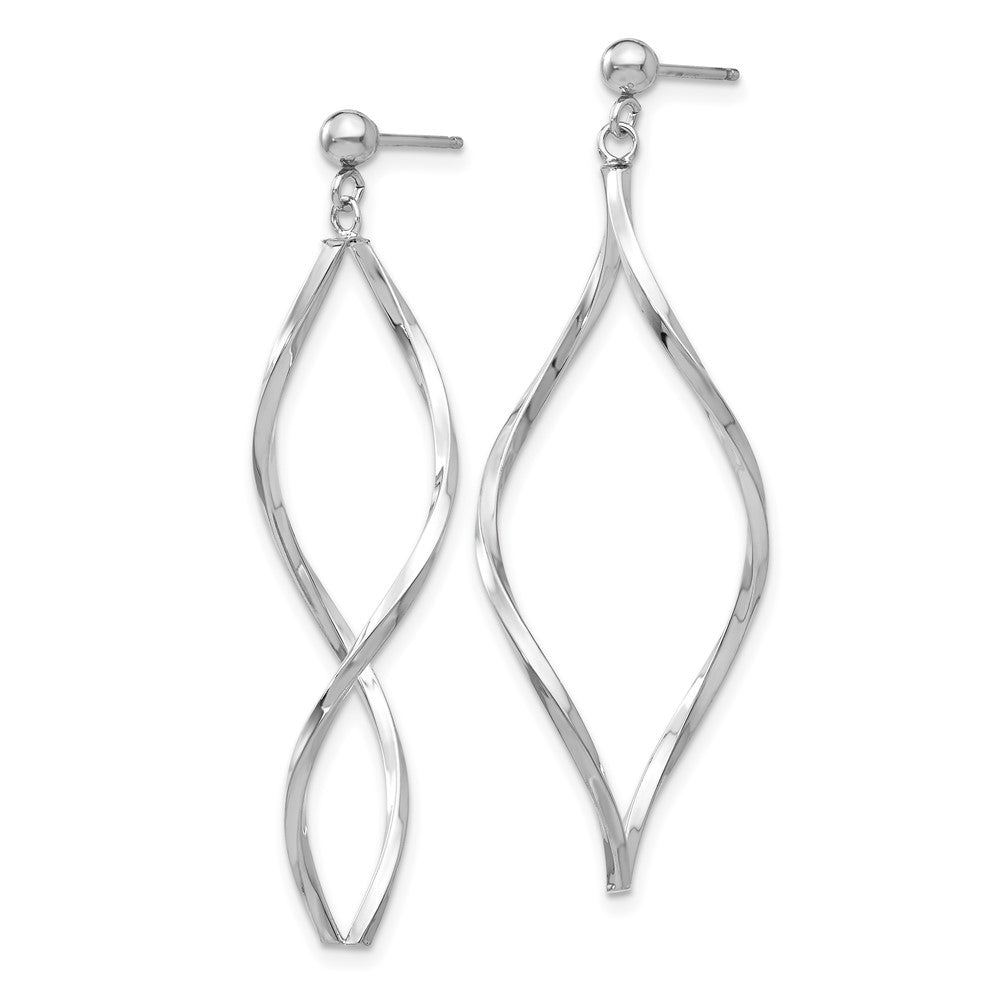 14k White Gold 13 mm Twisted Post Dangle Earrings (1.04 grams)