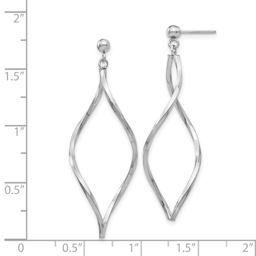 14k White Gold 13 mm Twisted Post Dangle Earrings (1.04 grams)