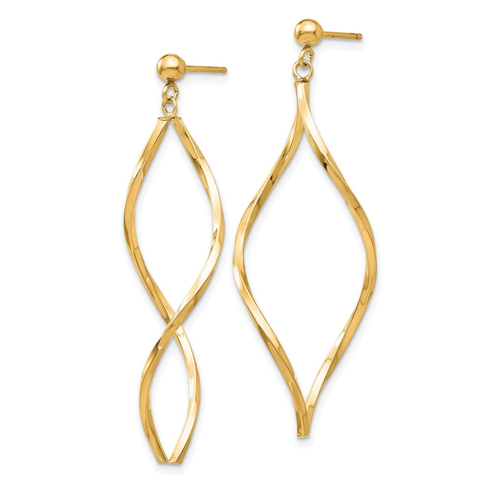 14k Yellow Gold 13 mm Twisted Post Dangle Earrings (1.04 grams)