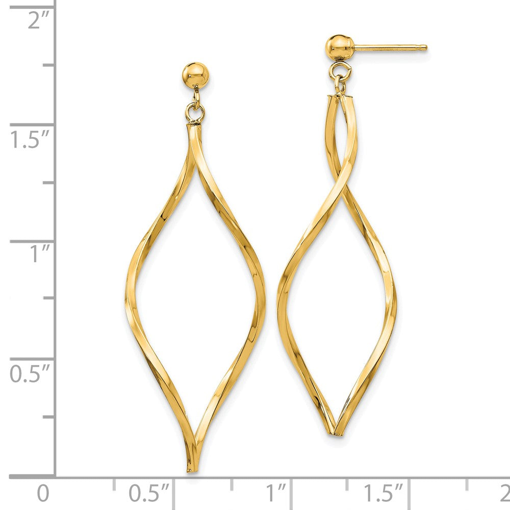 14k Yellow Gold 13 mm Twisted Post Dangle Earrings (1.04 grams)