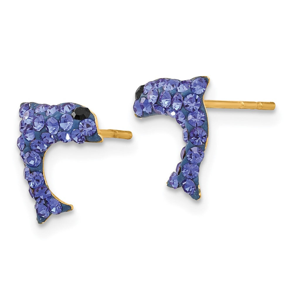 Crystal Blue Dolphin Post Earrings