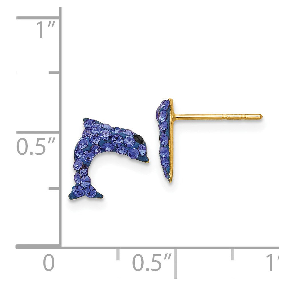 Crystal Blue Dolphin Post Earrings