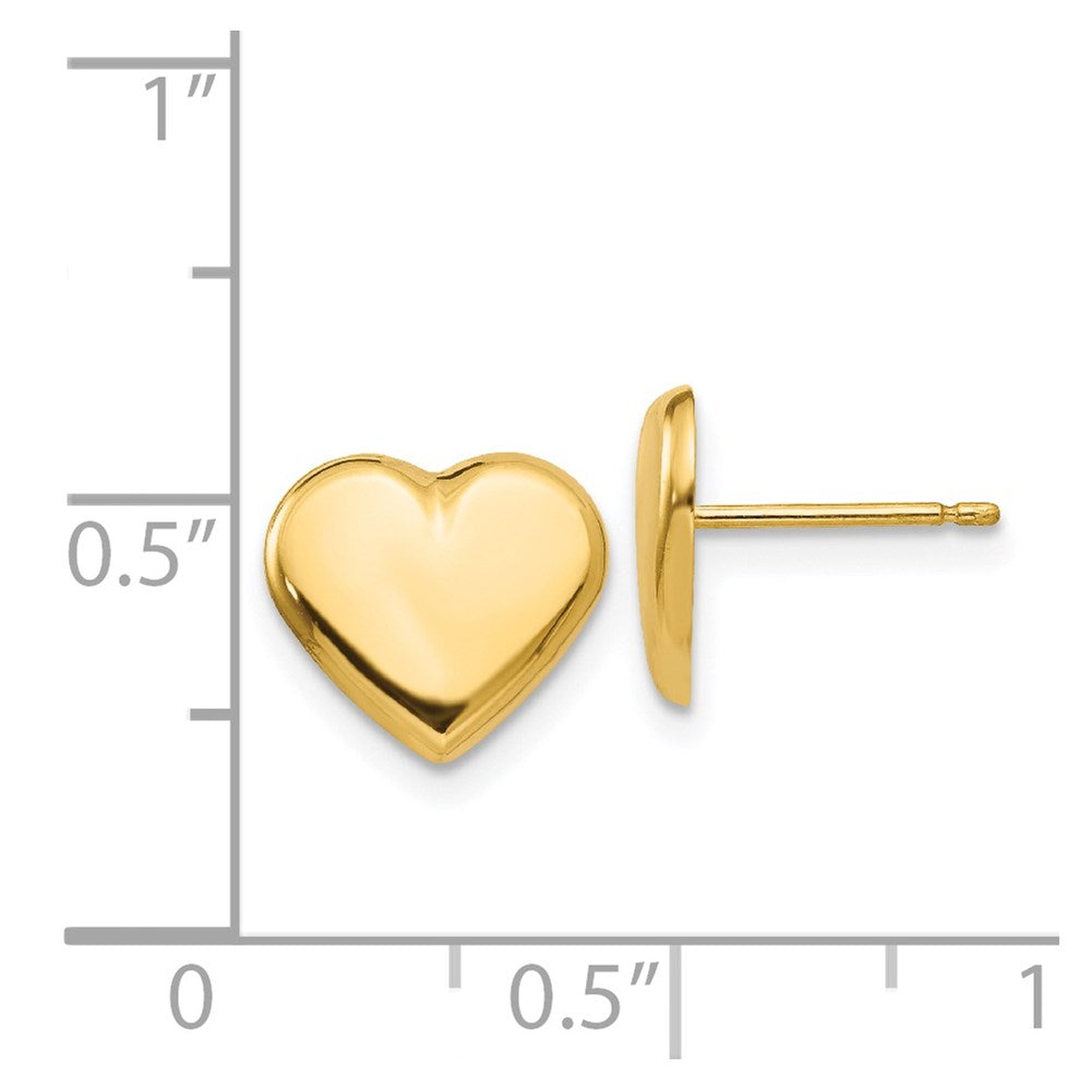 14k Yellow Gold 10 mm Heart Post Earrings (0.51 grams)