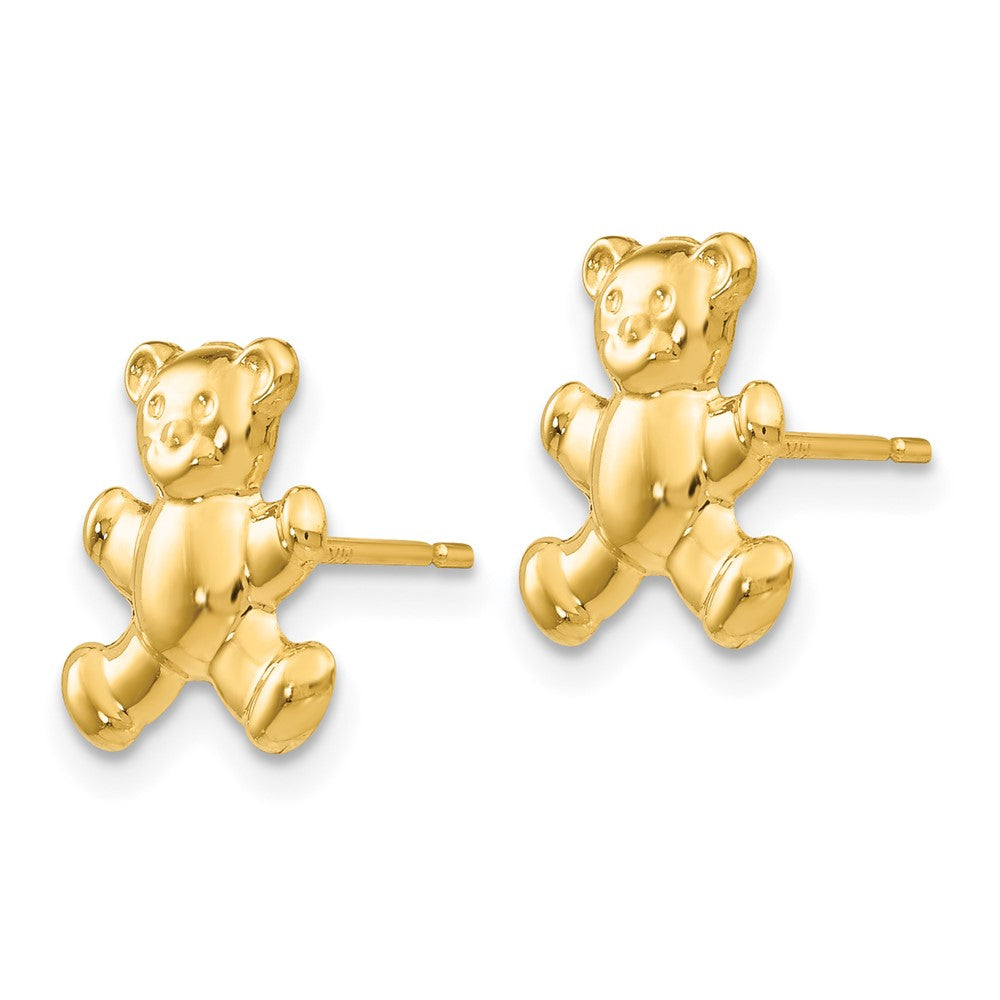 14k Yellow Gold 10 mm Teddy Bear Post Earrings (0.52 grams)