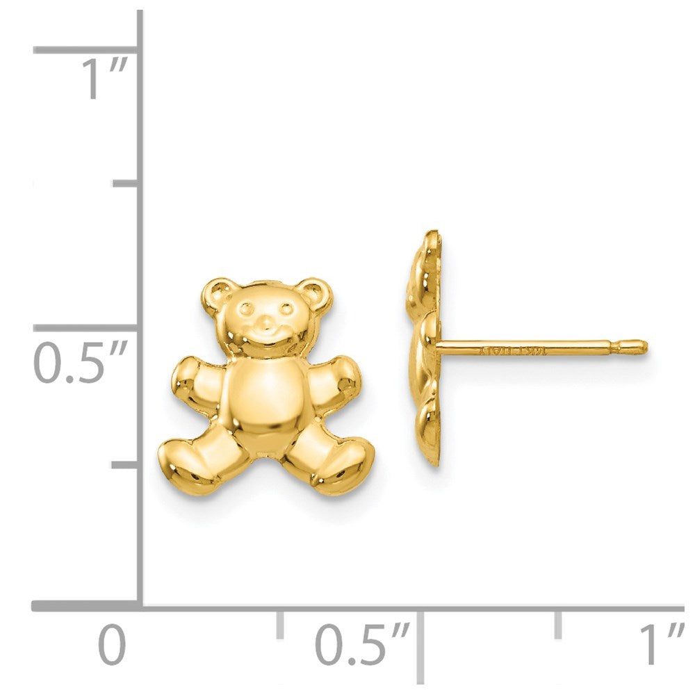 14k Yellow Gold 10 mm Teddy Bear Post Earrings (0.52 grams)