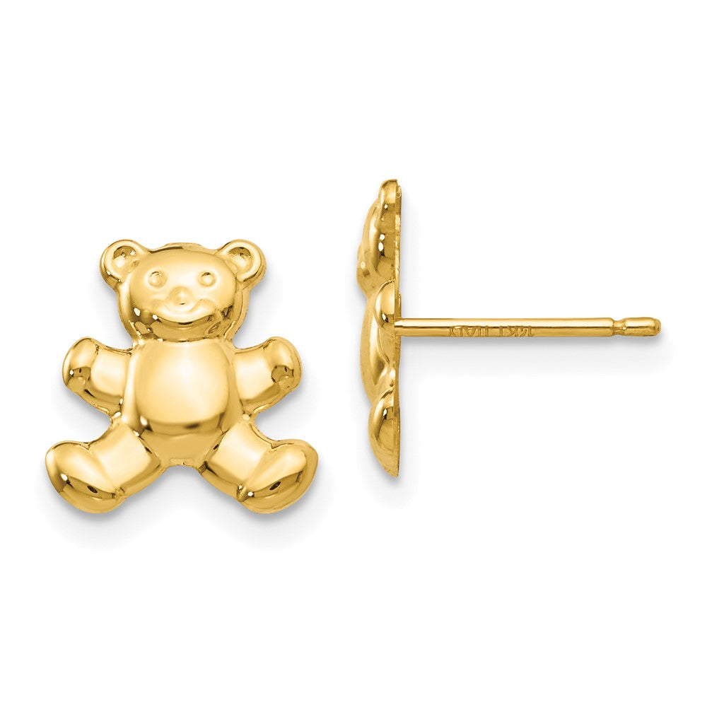 14k Yellow Gold 10 mm Teddy Bear Post Earrings (0.52 grams)