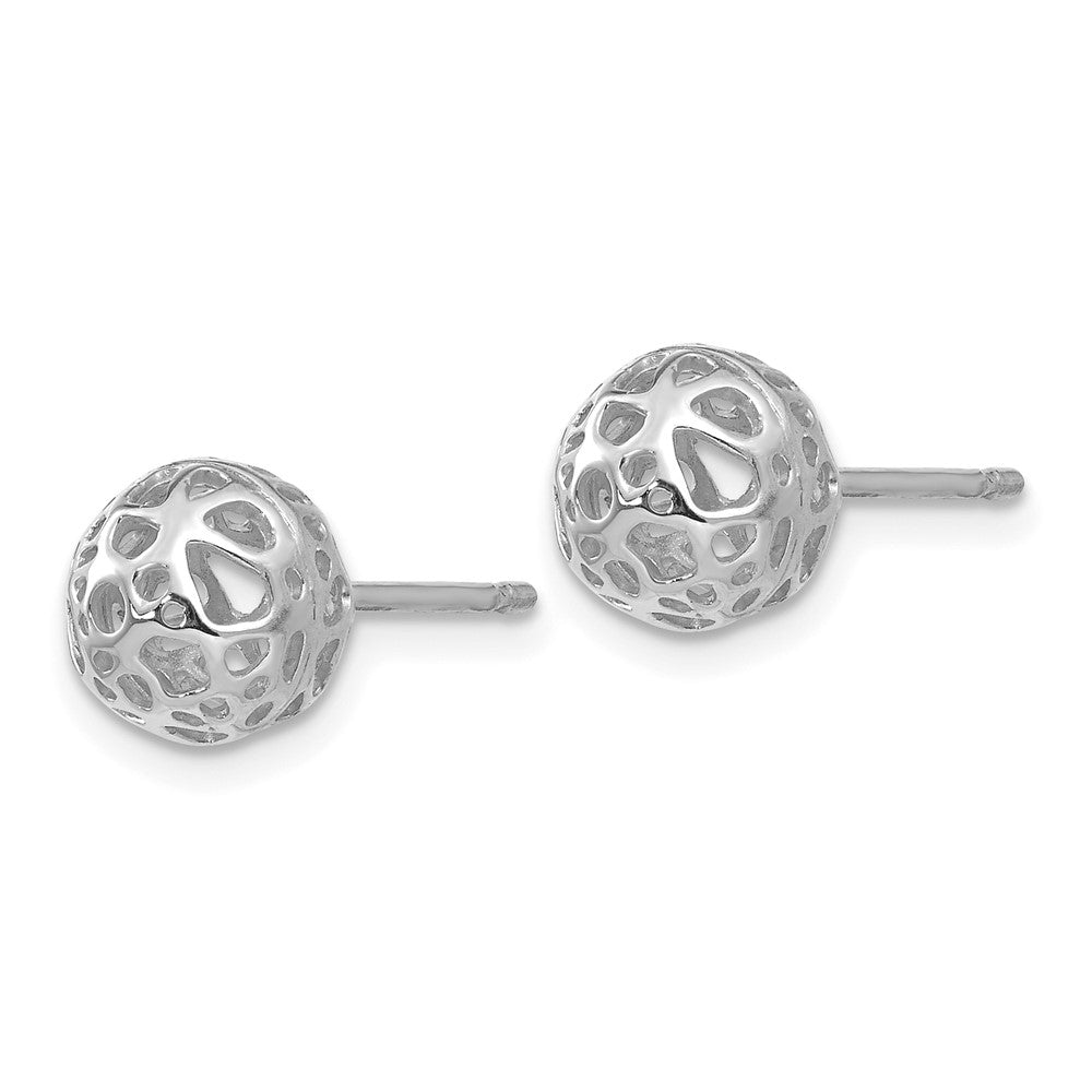 14k White Gold 7.5 mm Medium Fancy Ball Post Earrings (1.28 grams)