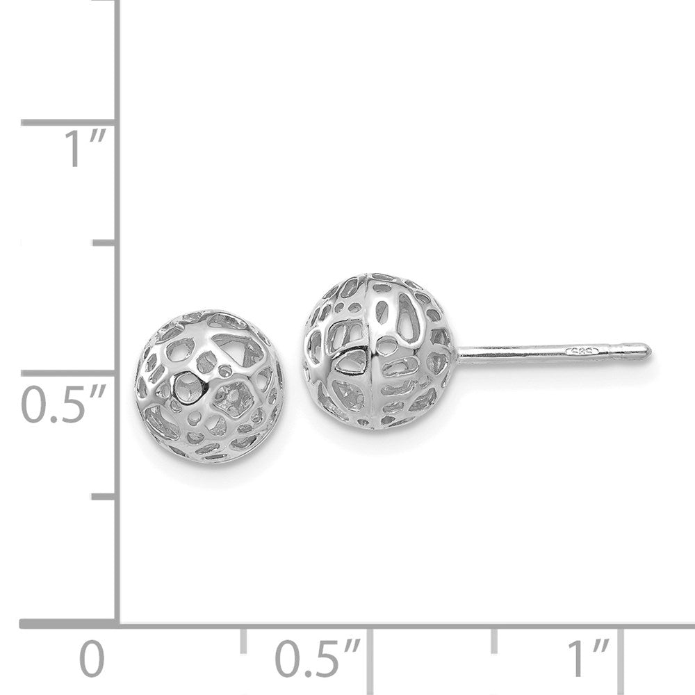 14k White Gold 7.5 mm Medium Fancy Ball Post Earrings (1.28 grams)