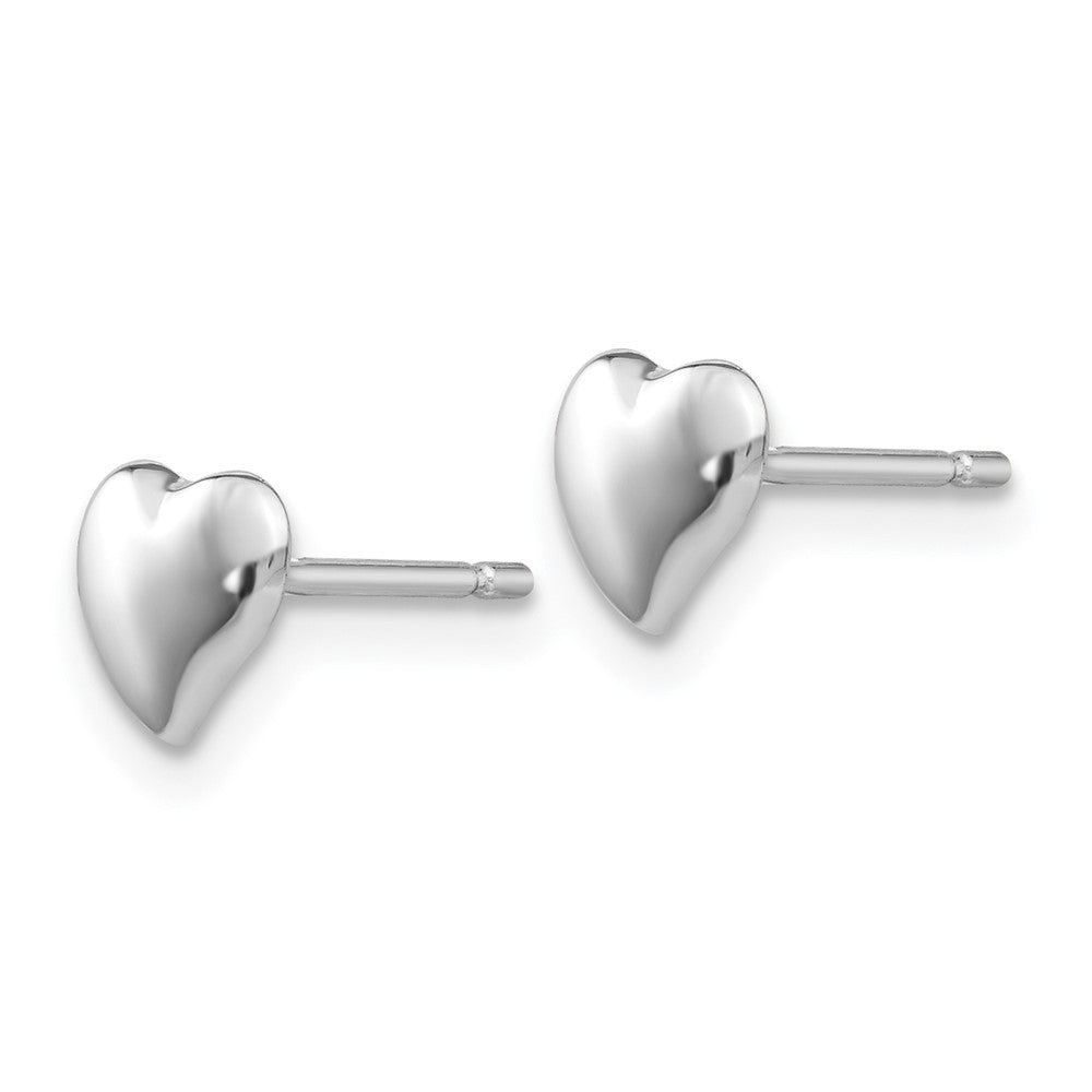 14k White Gold 3 mm White Polished Heart Post Earrings (0.4 grams)