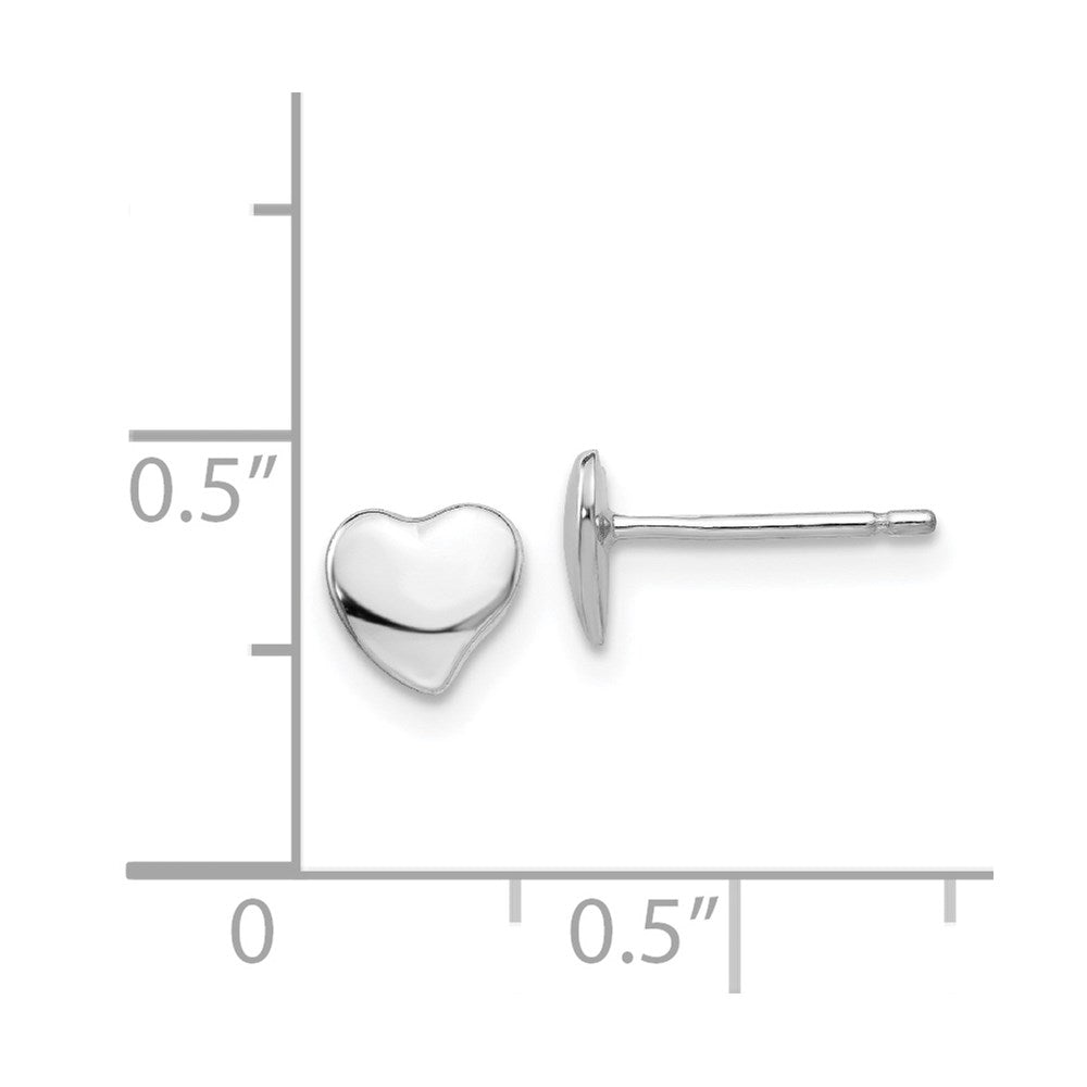 14k White Gold 3 mm White Polished Heart Post Earrings (0.4 grams)