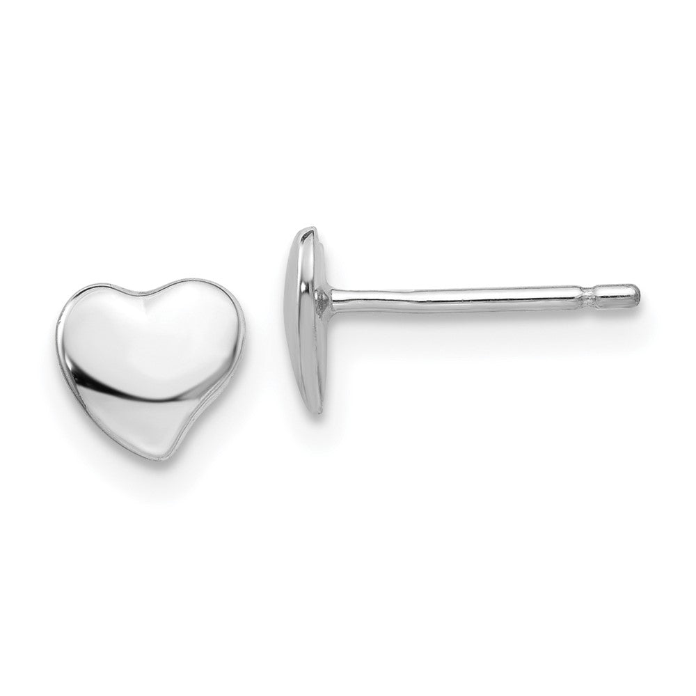 14k White Gold 3 mm White Polished Heart Post Earrings (0.4 grams)