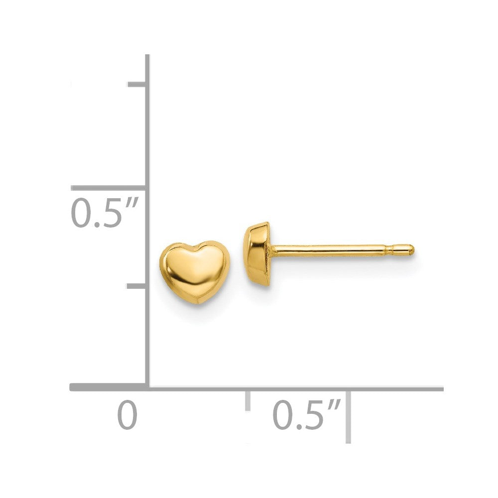 14k Yellow Gold 4 mm Polished Heart Post Earrings (0.35 grams)