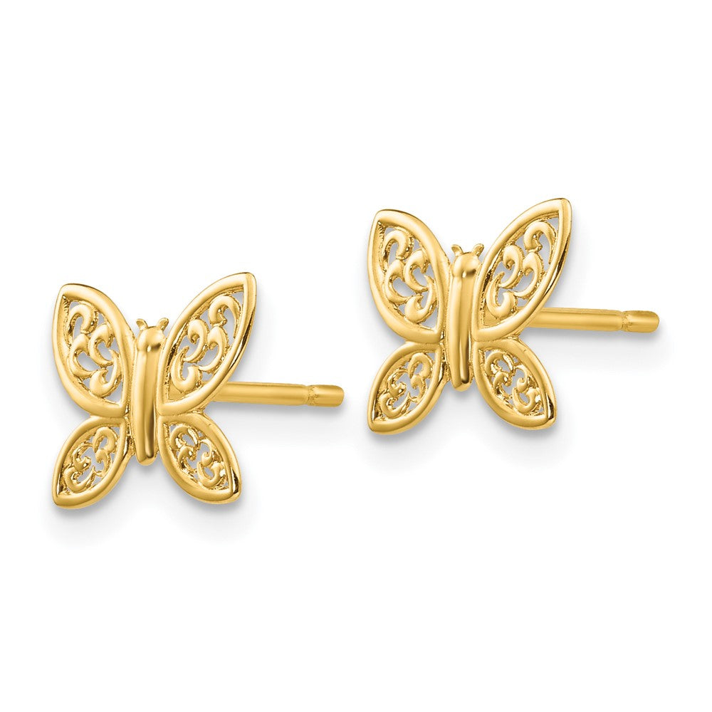 14k Yellow Gold 9.25 mm Polished Butterfly Post Earrings (0.42 grams)