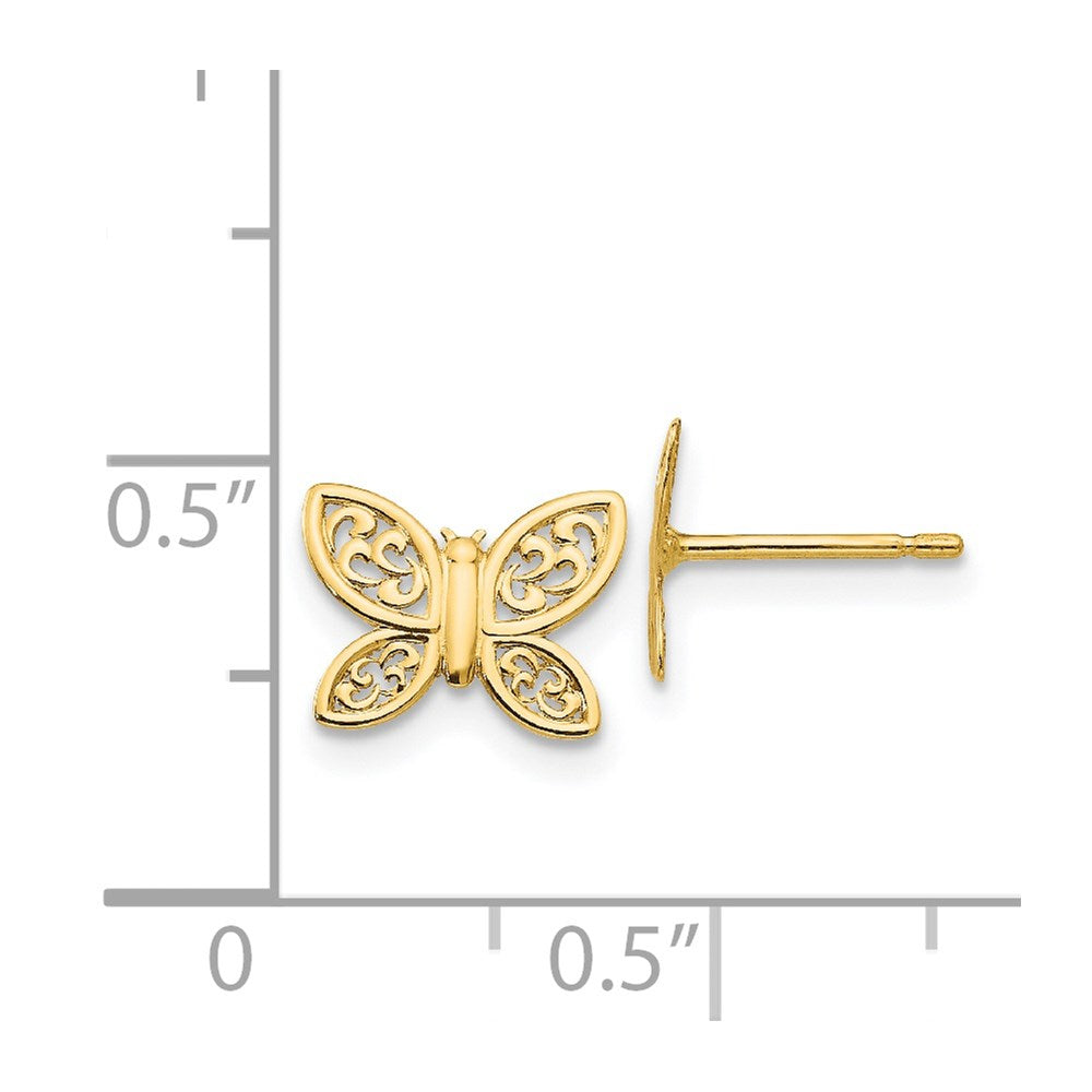 14k Yellow Gold 9.25 mm Polished Butterfly Post Earrings (0.42 grams)