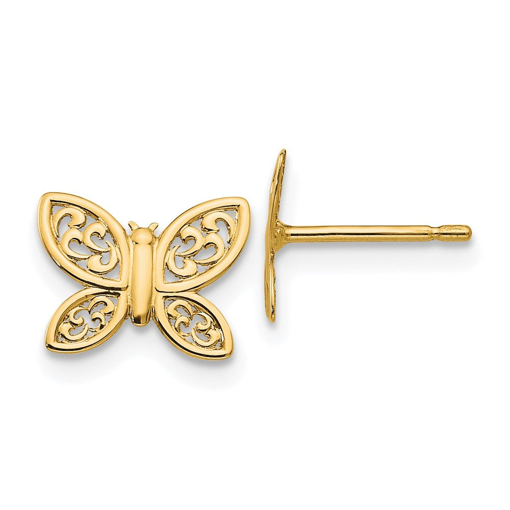 14k Yellow Gold 9.25 mm Polished Butterfly Post Earrings (0.42 grams)