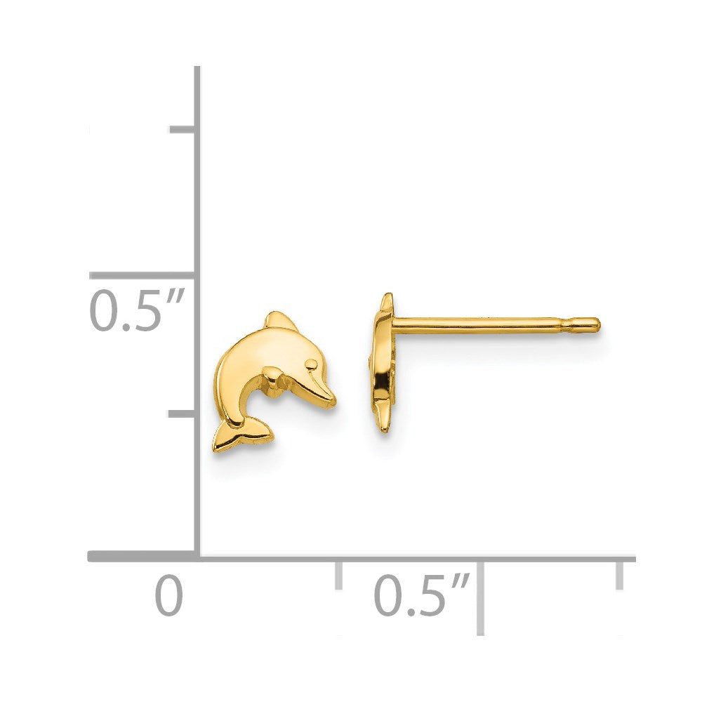 14k Yellow Gold 6 mm Polished Dolphin Post Earrings (0.32 grams)