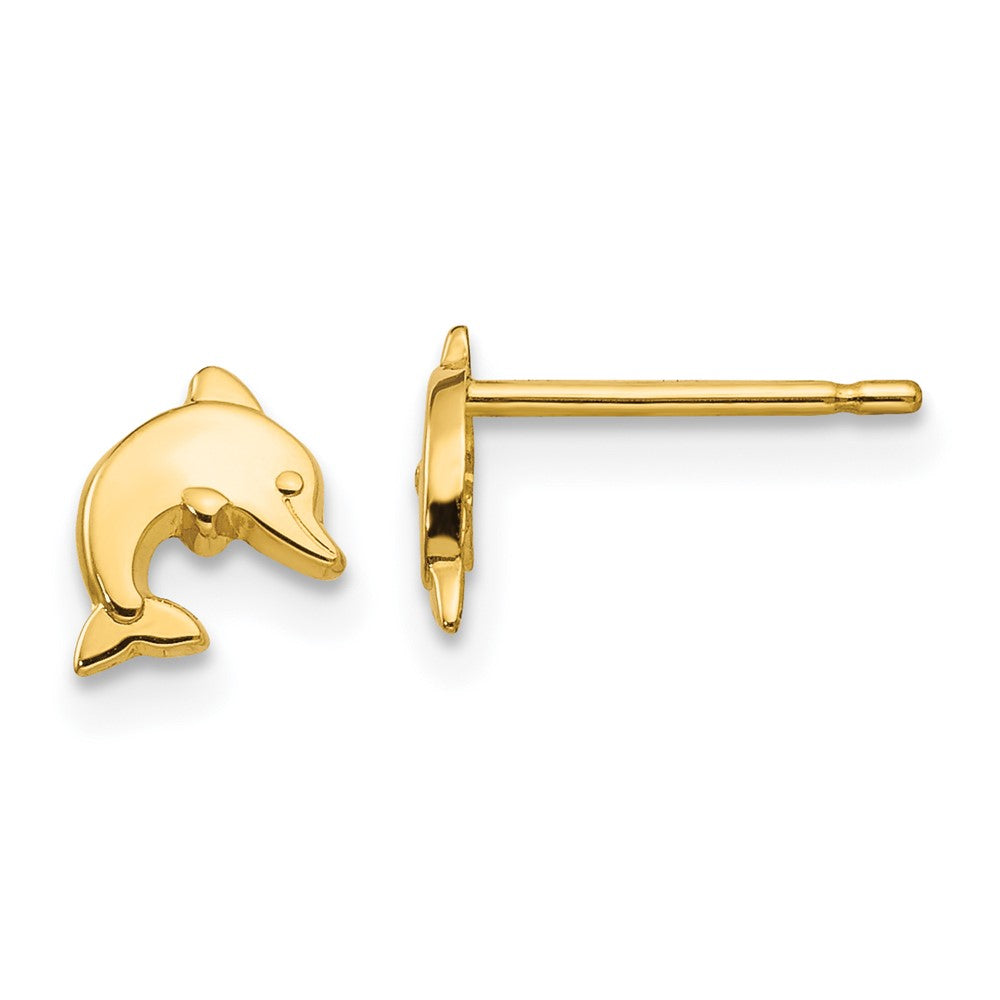 14k Yellow Gold 6 mm Polished Dolphin Post Earrings (0.32 grams)