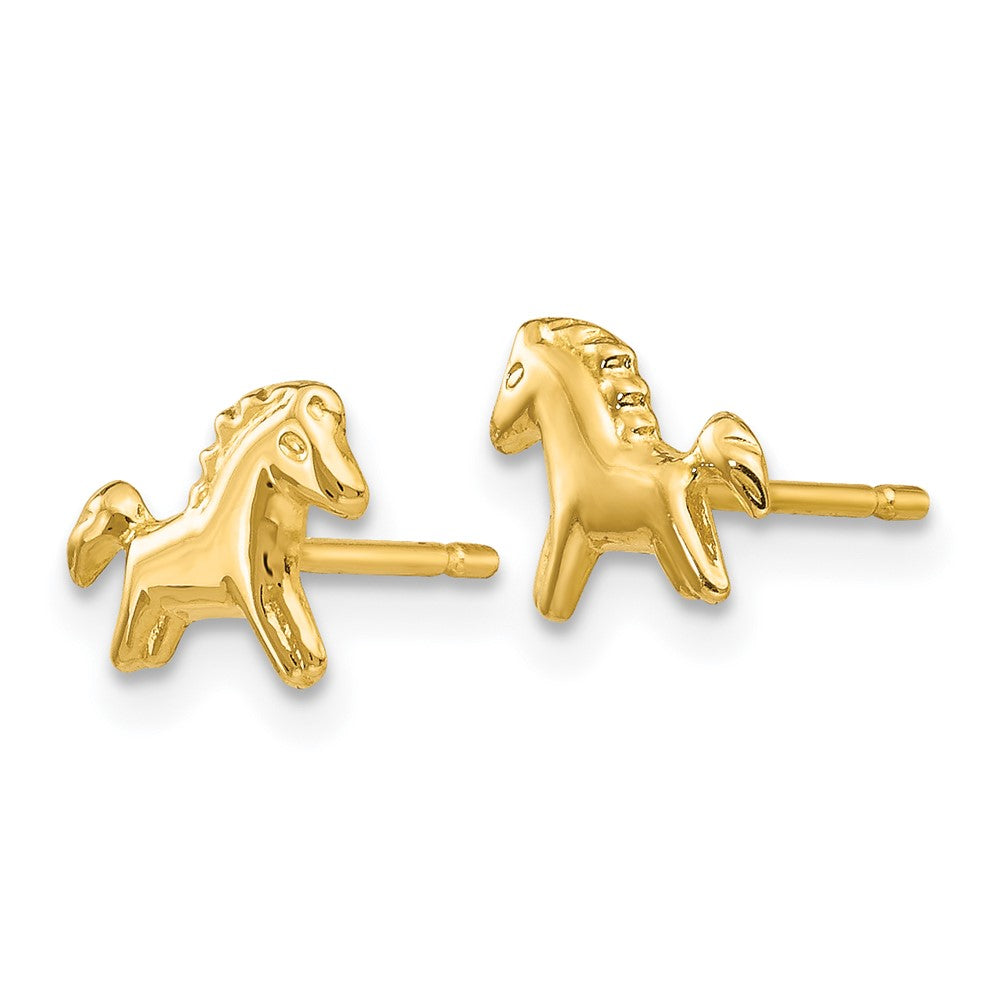 14k Yellow Gold 8 mm Polished Horse Post Earrings (0.35 grams)