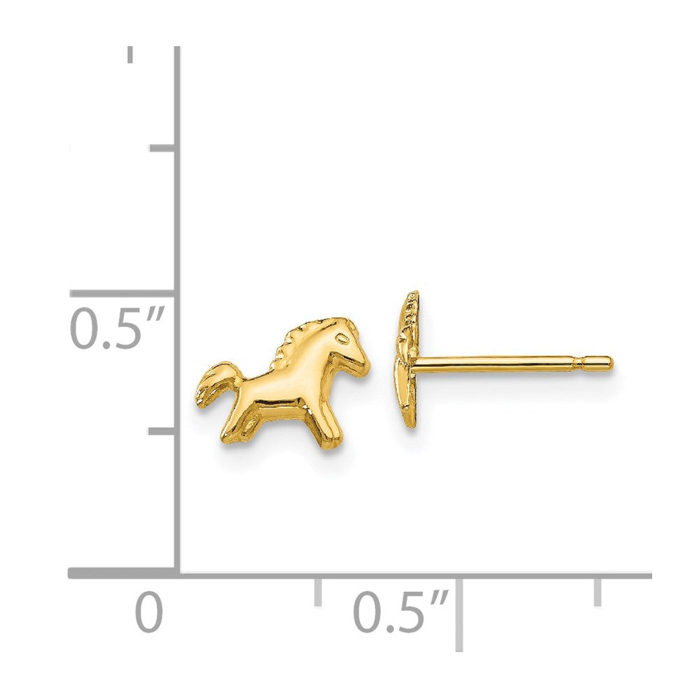 14k Yellow Gold 8 mm Polished Horse Post Earrings (0.35 grams)