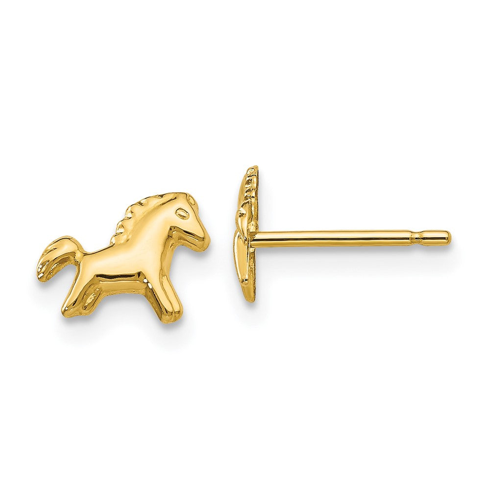 14k Yellow Gold 8 mm Polished Horse Post Earrings (0.35 grams)