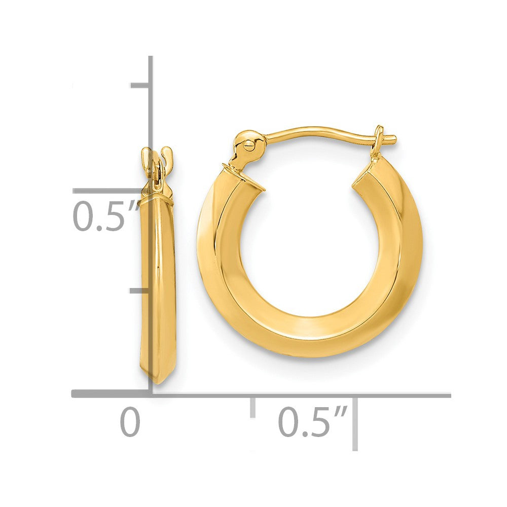 14k Yellow Gold 15.2 mm Polished Knife Edge Hoops (0.59 grams)