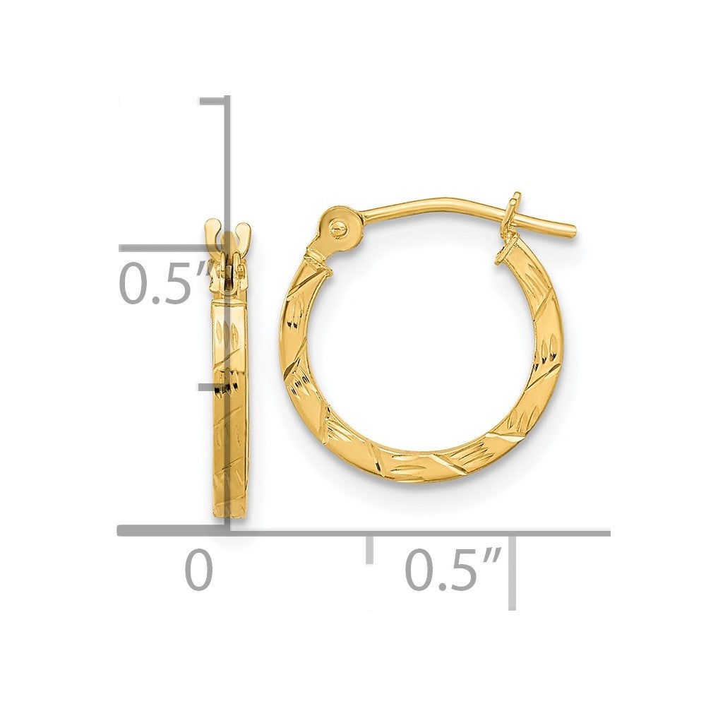 14k Yellow Gold 13 mm Square Tube Hoops (0.47 grams)