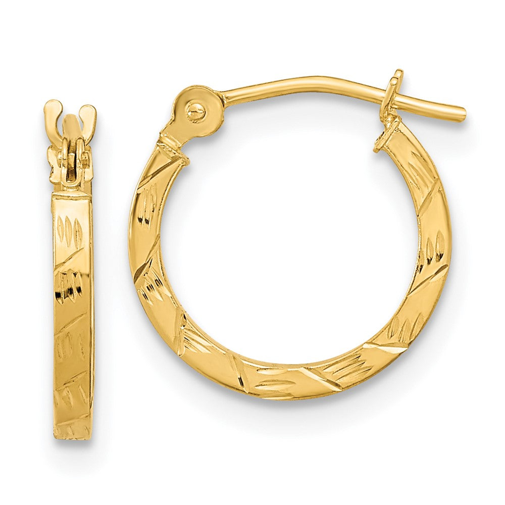 14k Yellow Gold 13 mm Square Tube Hoops (0.47 grams)