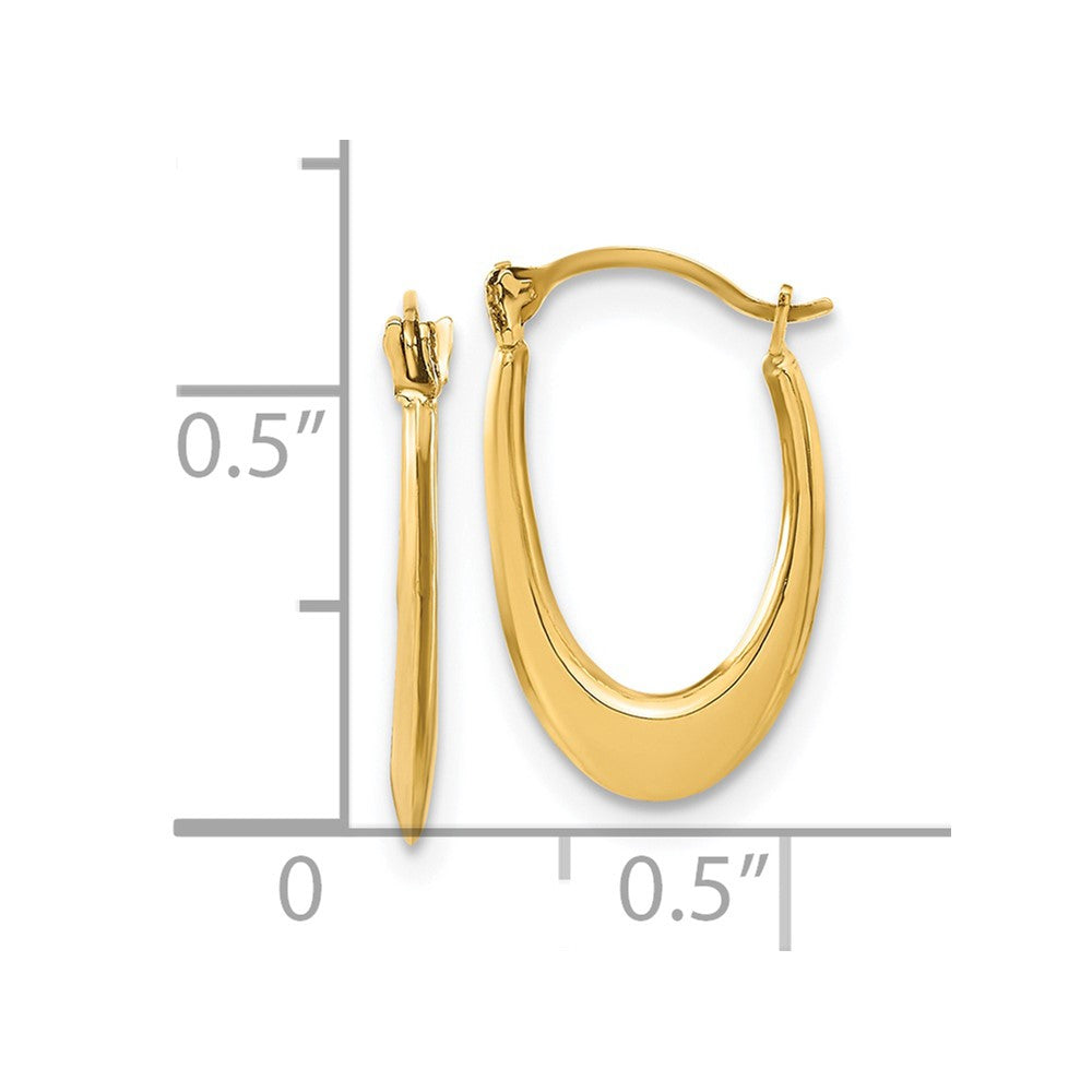 14k Yellow Gold 10.2 mm Polished Hollow U-Shaped Hoops (0.35 grams)