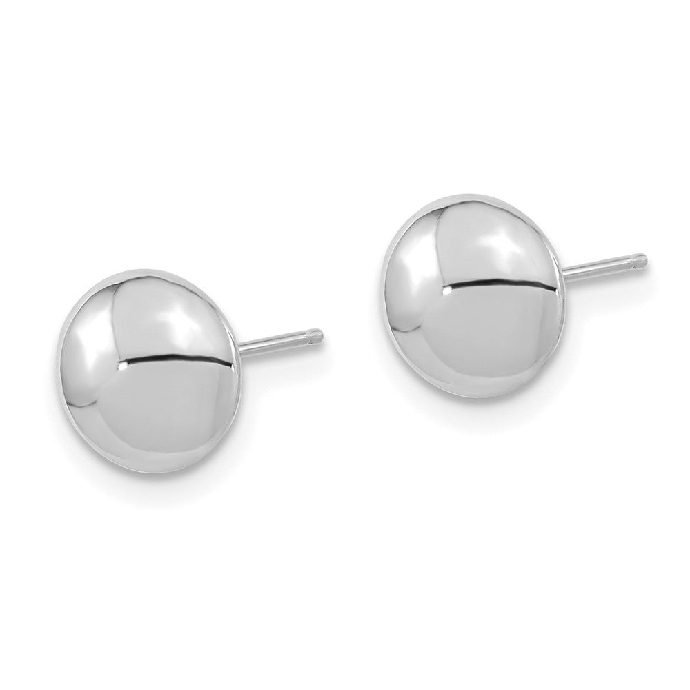 14k White Gold 8 mm Polished Button Post Earrings (0.33 grams)