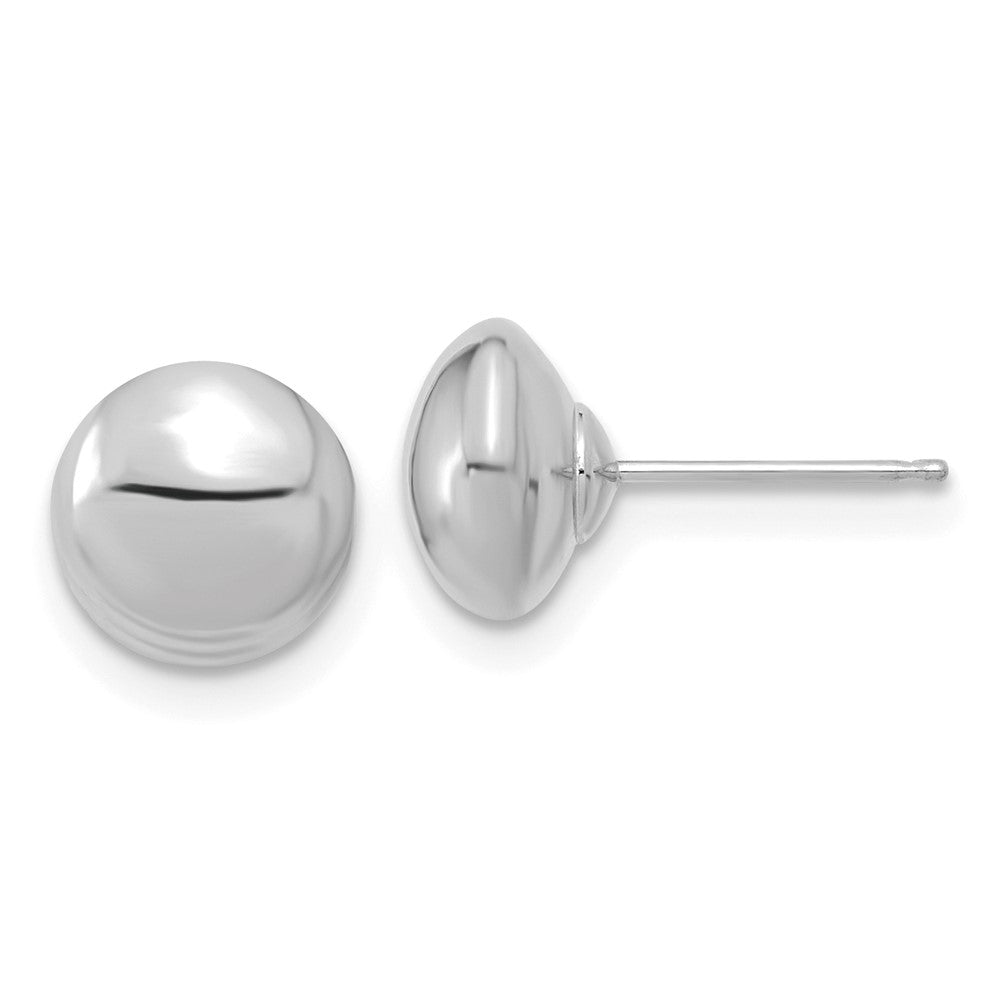 14k White Gold 8 mm Polished Button Post Earrings (0.33 grams)