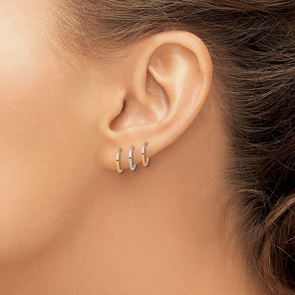 14k Tri-Color 1 mm 4K Tri Color 3-pair Hoop Earrings Set (0.51 grams)