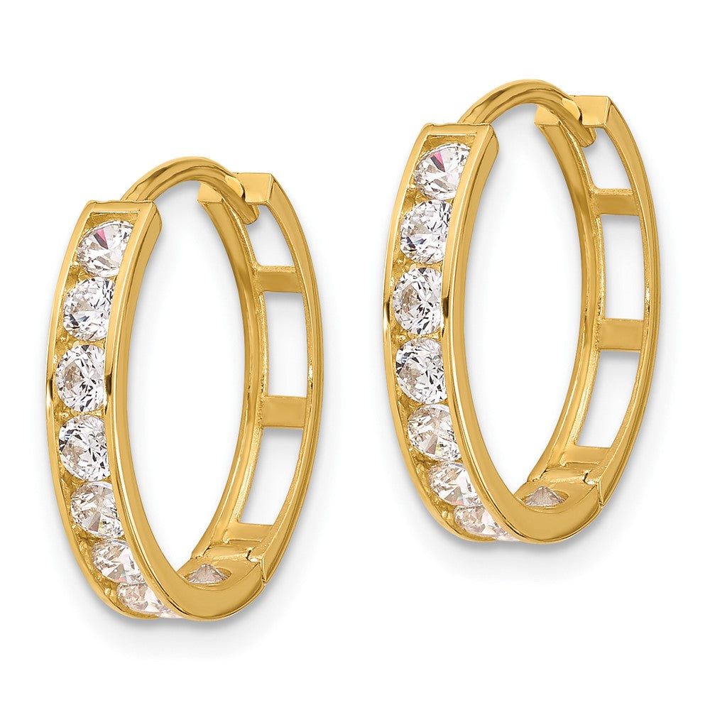 14k Yellow Gold 17.4 mm CZ Hinged Hoop Earrings (1.63 grams)