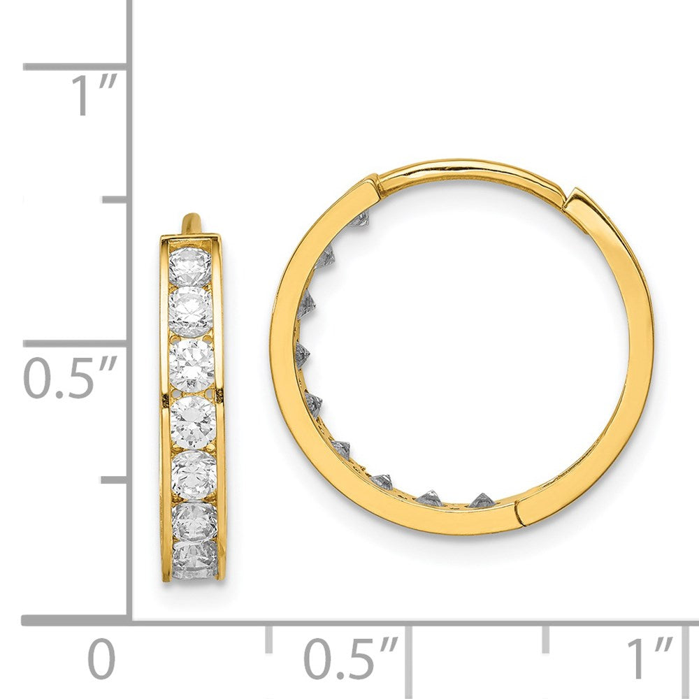 14k Yellow Gold 17.4 mm CZ Hinged Hoop Earrings (1.63 grams)