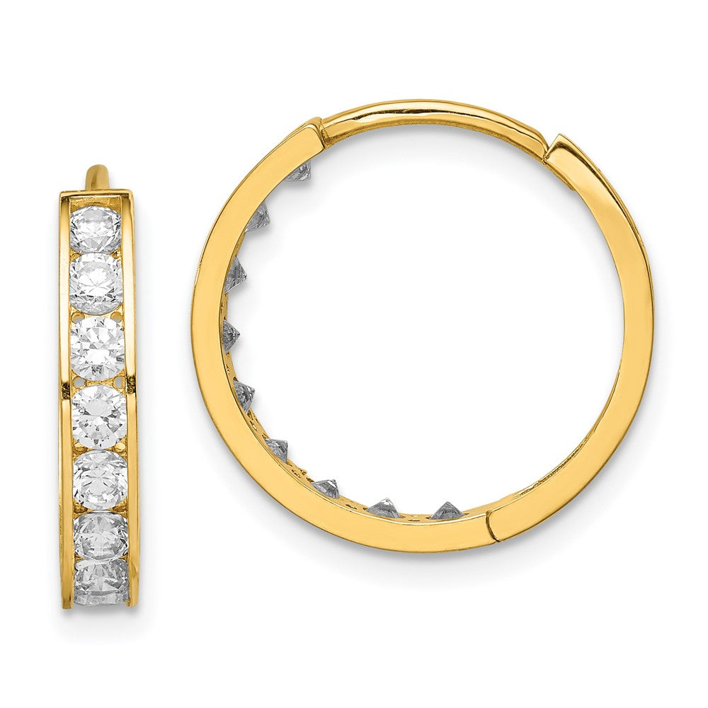 14k Yellow Gold 17.4 mm CZ Hinged Hoop Earrings (1.63 grams)