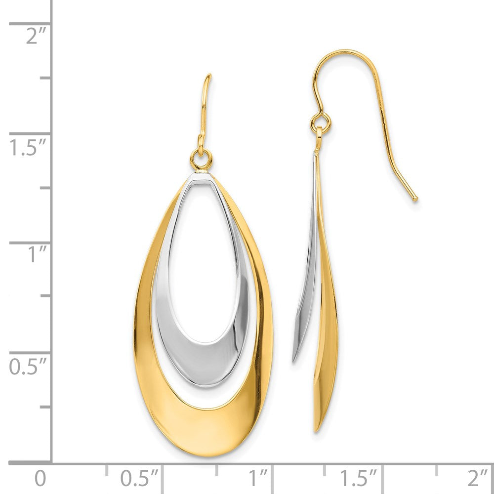 14k Two-tone 16 mm Two-tone Dangle Earrings (2.18 grams)